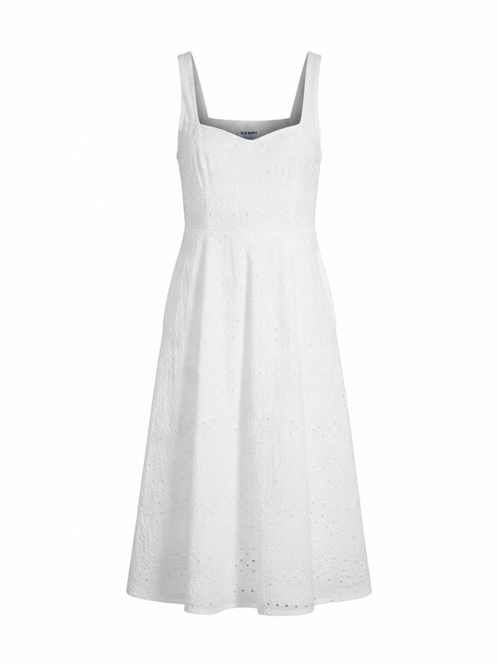 Old Navy White Fit & Flare Eyelet Midi Dress Size S Pockets